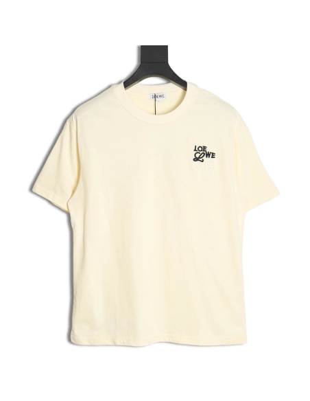 Loewe Contrast Color Embroidered LOGO Couple Short Sleeve T-Shirt,All order with free shipping Loewe