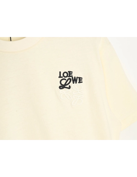 Loewe Contrast Color Embroidered LOGO Couple Short Sleeve T-Shirt,All order with free shipping Loewe