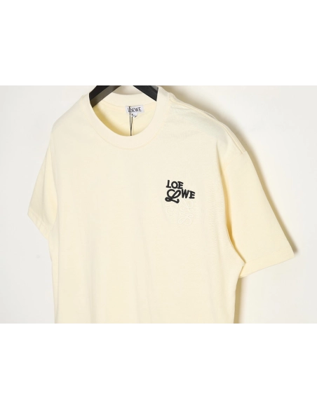 Loewe Contrast Color Embroidered LOGO Couple Short Sleeve T-Shirt,All order with free shipping Loewe