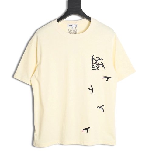 Loewe Penguin Logo Embroidered Short Sleeve T-Shirt,All order with free shipping Loewe