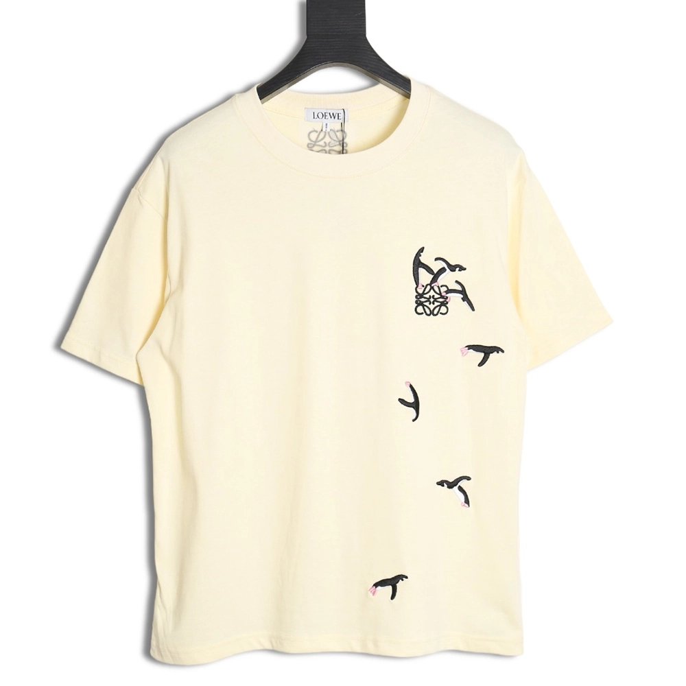 Loewe Penguin Logo Embroidered Short Sleeve T-Shirt,All order with free shipping Loewe