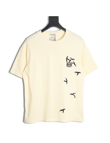 Loewe Penguin Logo Embroidered Short Sleeve T-Shirt,All order with free shipping Loewe