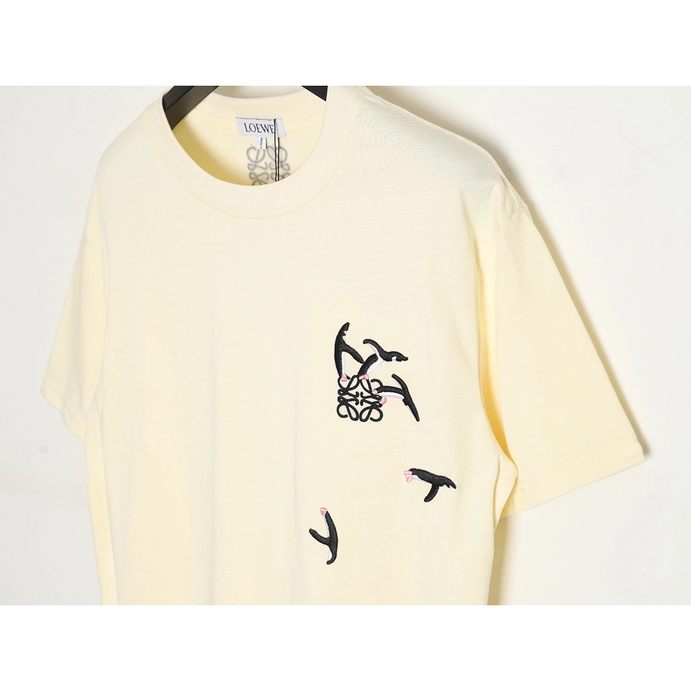 Loewe Penguin Logo Embroidered Short Sleeve T-Shirt,All order with free shipping Loewe