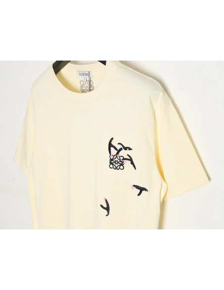 Loewe Penguin Logo Embroidered Short Sleeve T-Shirt,All order with free shipping Loewe