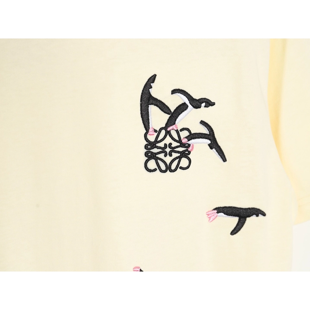 Loewe Penguin Logo Embroidered Short Sleeve T-Shirt,All order with free shipping Loewe