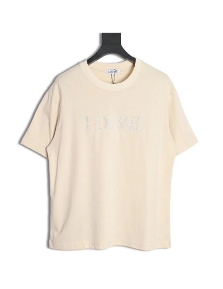 Loewe Silver Embroidered Short Sleeve T-Shirt,All order with free shipping Loewe
