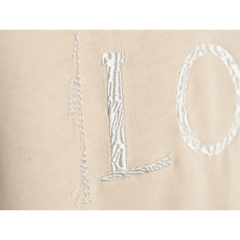 Loewe Silver Embroidered Short Sleeve T-Shirt,All order with free shipping Loewe