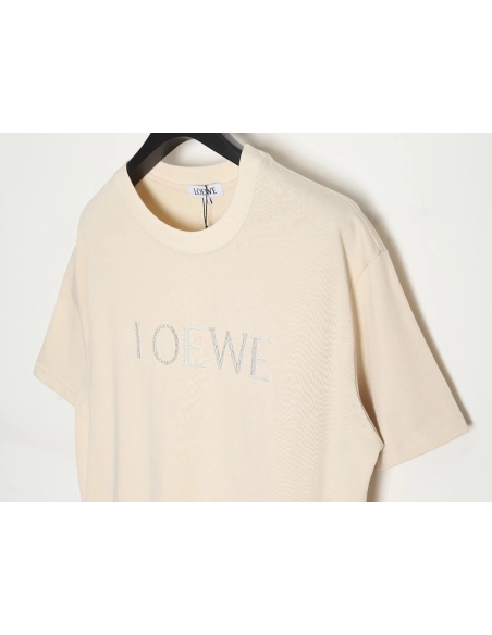 Loewe Silver Embroidered Short Sleeve T-Shirt,All order with free shipping Loewe