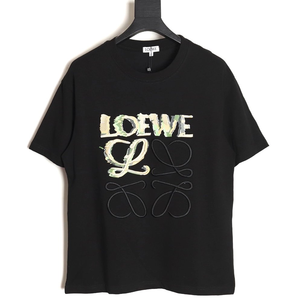 Loewe Anagram Half Hand-Painted Embroidered Short Sleeve T-Shirt TSK1,All order with free shipping Loewe