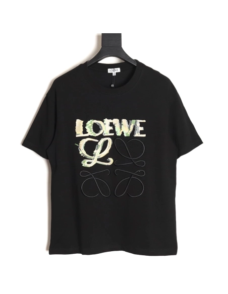 Loewe Anagram Half Hand-Painted Embroidered Short Sleeve T-Shirt TSK1,All order with free shipping Loewe