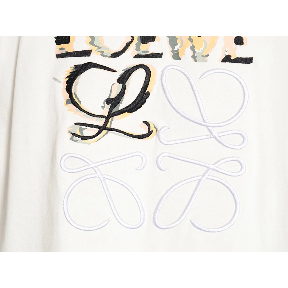 Loewe Anagram Half Hand-Painted Embroidered Short Sleeve T-Shirt,All order with free shipping Loewe