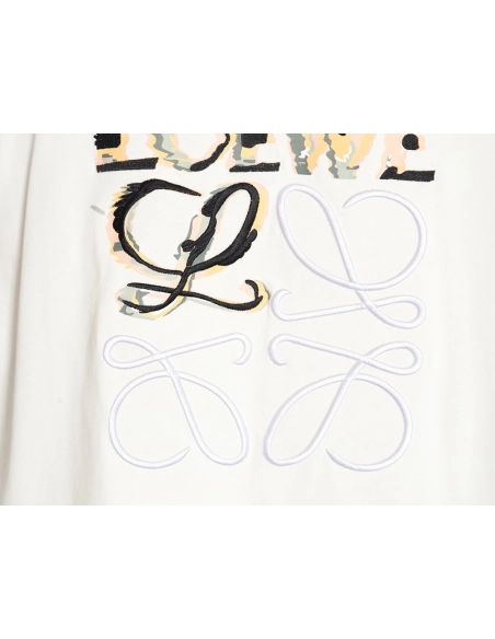 Loewe Anagram Half Hand-Painted Embroidered Short Sleeve T-Shirt,All order with free shipping Loewe