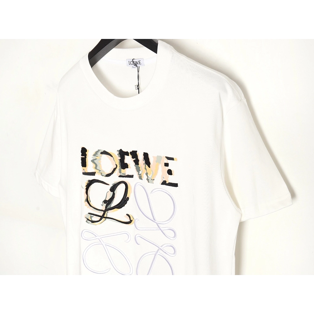 Loewe Anagram Half Hand-Painted Embroidered Short Sleeve T-Shirt,All order with free shipping Loewe
