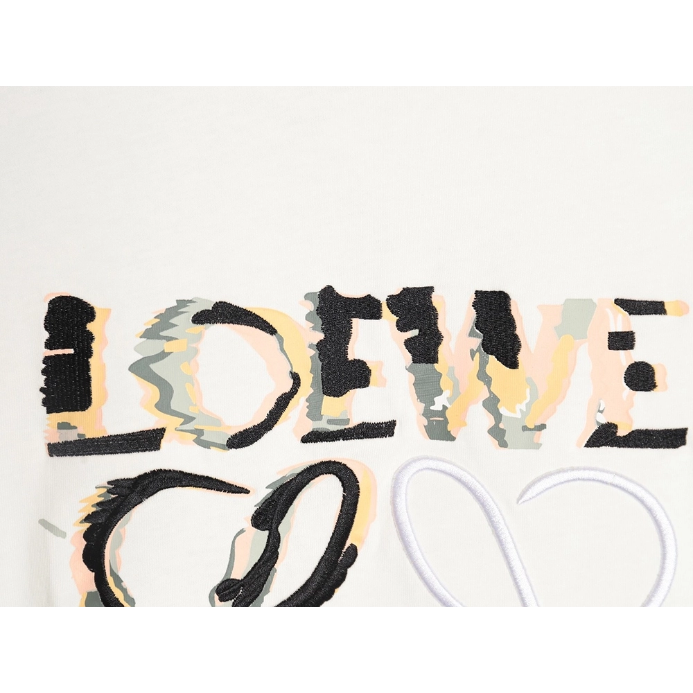 Loewe Anagram Half Hand-Painted Embroidered Short Sleeve T-Shirt,All order with free shipping Loewe