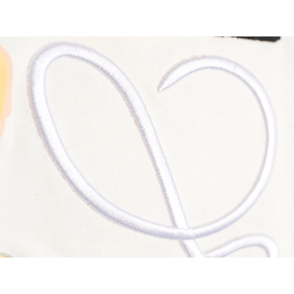 Loewe Anagram Half Hand-Painted Embroidered Short Sleeve T-Shirt,All order with free shipping Loewe