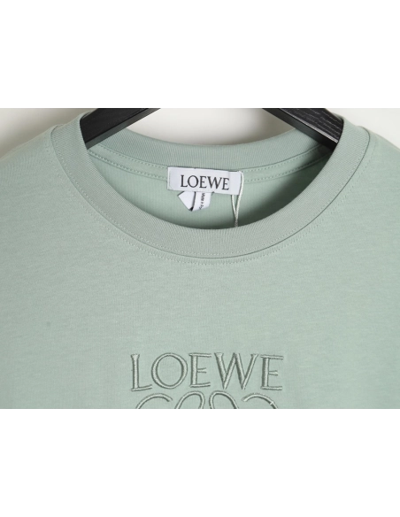 Loewe solid color embroidered large logo T-shirt TSK1,All order with free shipping Loewe