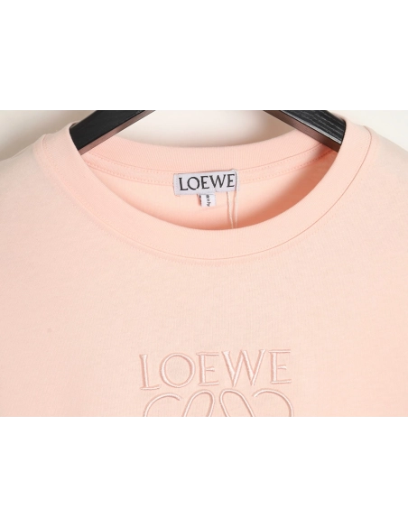 Loewe solid color embroidered large logo T-shirt,All order with free shipping Loewe