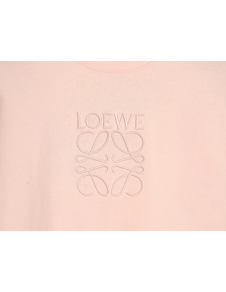 Loewe solid color embroidered large logo T-shirt,All order with free shipping Loewe