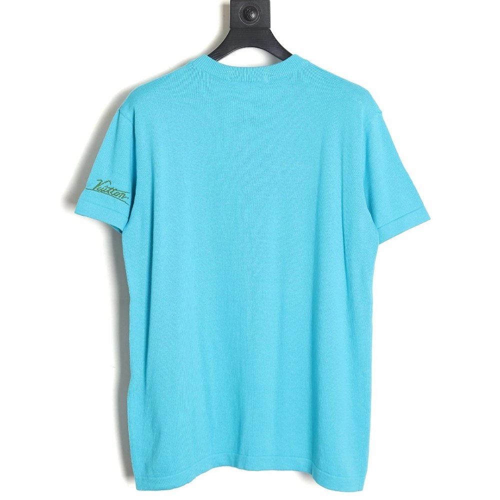 Reps Louis Vuitton 24SS Fox Terrier jacquard knitted short-sleeved T-shirt,All order with free shipping Reps Louis Vuitton