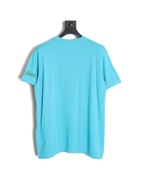 Reps Louis Vuitton 24SS Fox Terrier jacquard knitted short-sleeved T-shirt,All order with free shipping Reps Louis Vuitton