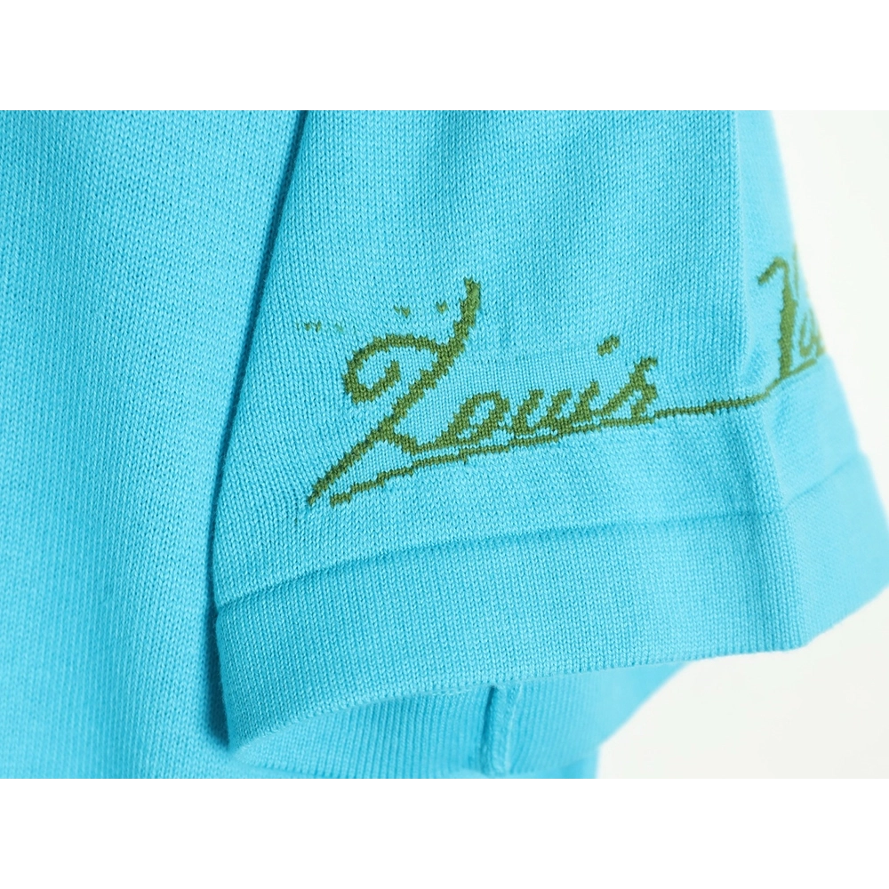 Reps Louis Vuitton 24SS Fox Terrier jacquard knitted short-sleeved T-shirt,All order with free shipping Reps Louis Vuitton