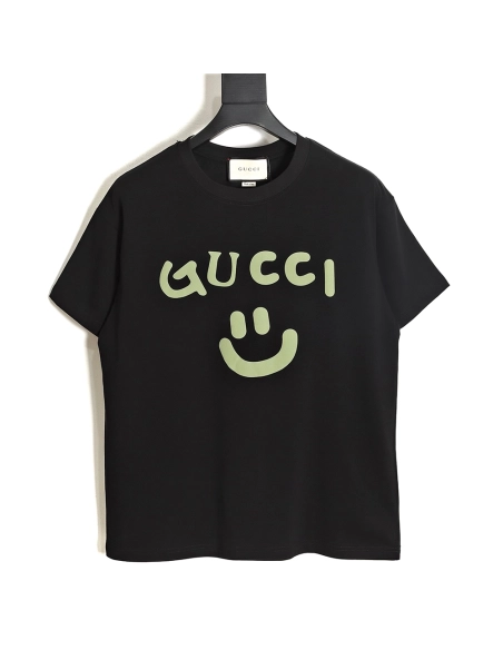 Reps Gucci Reps Gucci 23ss smiley face logo pattern foam three-dimensional printing short-sleeved T-shirt TSK1,All order with fr