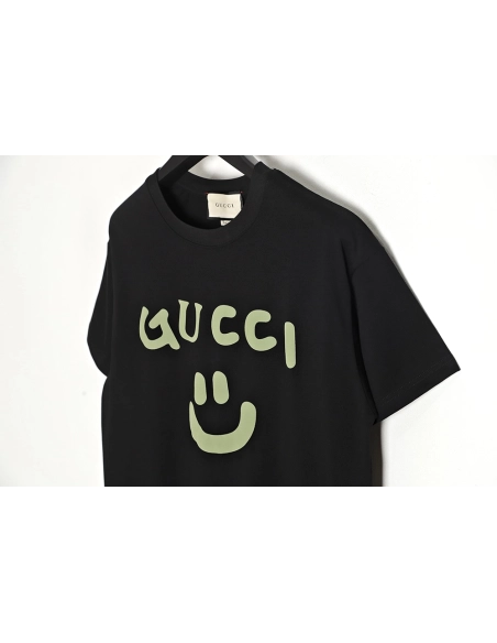Reps Gucci Reps Gucci 23ss smiley face logo pattern foam three-dimensional printing short-sleeved T-shirt TSK1,All order with fr