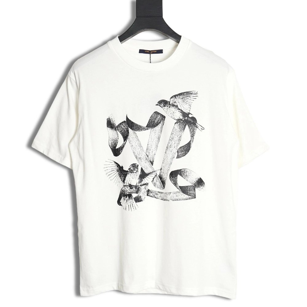 Reps Louis Vuitton 24SS streamer bird print short-sleeved T-shirt,All order with free shipping Reps Louis Vuitton