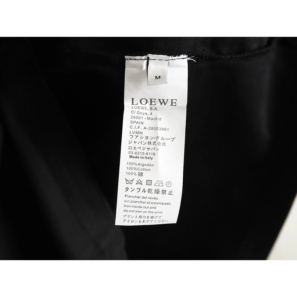 Loewe washed letter embroidered crew neck T-shirt,All order with free shipping Loewe