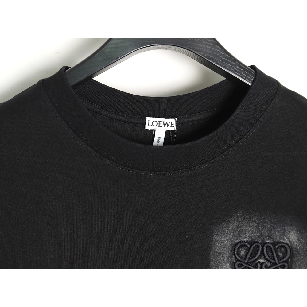 Loewe washed letter embroidered crew neck T-shirt,All order with free shipping Loewe