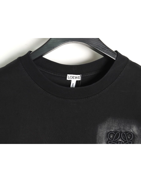 Loewe washed letter embroidered crew neck T-shirt,All order with free shipping Loewe