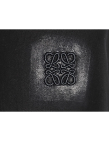Loewe washed letter embroidered crew neck T-shirt,All order with free shipping Loewe