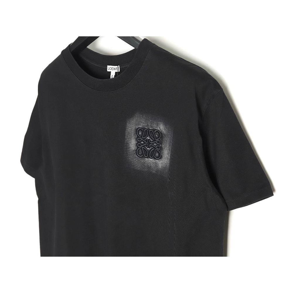 Loewe washed letter embroidered crew neck T-shirt,All order with free shipping Loewe