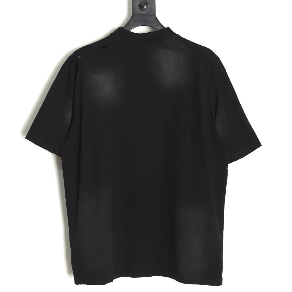 Balenciaga letter foam print washed distressed short-sleeved T-shirt,All order with free shipping Balenciaga