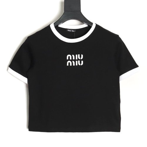 miumiu patch logo short-sleeved T-shirt TSK1,All order with free shipping Miu Miu