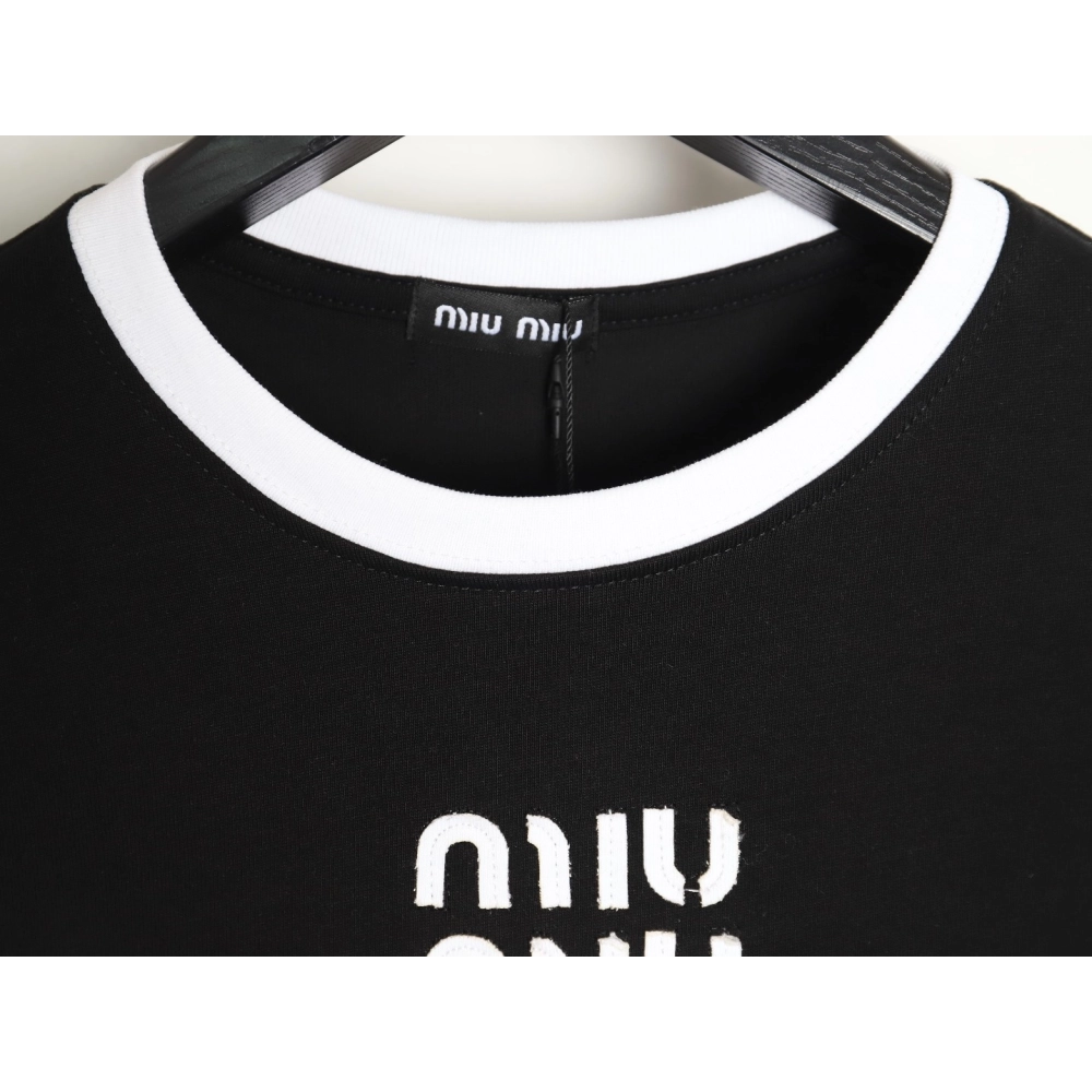miumiu patch logo short-sleeved T-shirt TSK1,All order with free shipping Miu Miu