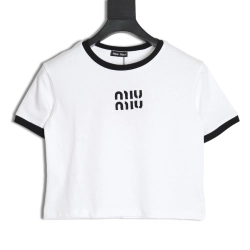 miumiu patch logo short-sleeved T-shirt,All order with free shipping Miu Miu