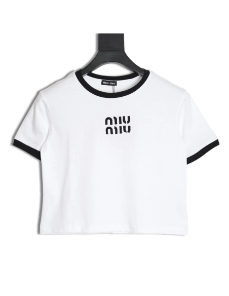 miumiu patch logo short-sleeved T-shirt,All order with free shipping Miu Miu
