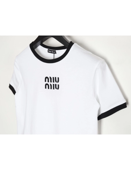miumiu patch logo short-sleeved T-shirt,All order with free shipping Miu Miu
