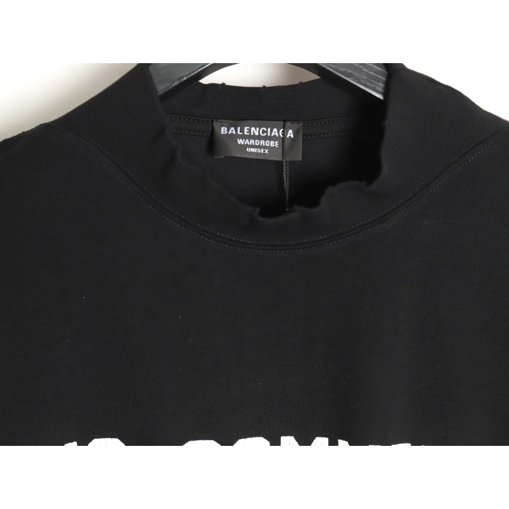 Balenciaga No Comments Cracked Print Washed Ripped Short Sleeve T-shirt TSK1,All order with free shipping Balenciaga