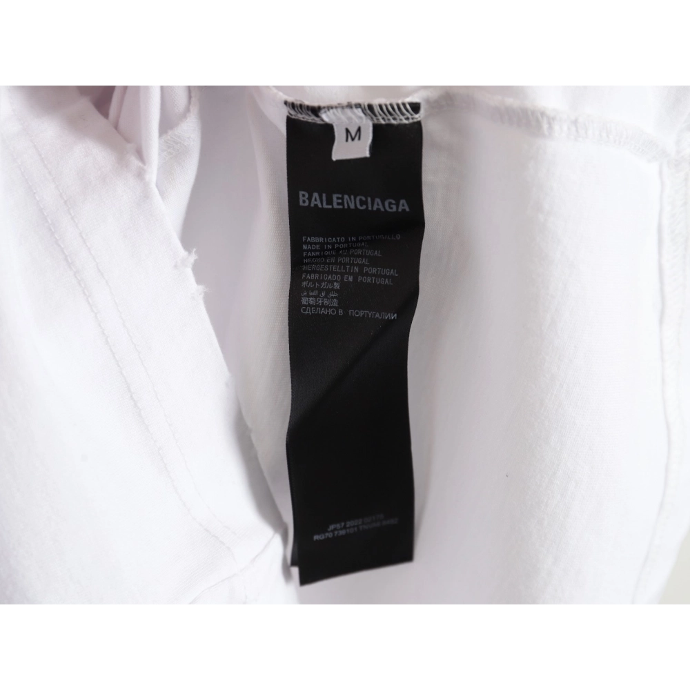 Balenciaga No Comments Cracked Print Washed Ripped Short Sleeve T-shirt,All order with free shipping Balenciaga