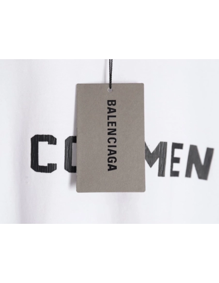 Balenciaga No Comments Cracked Print Washed Ripped Short Sleeve T-shirt,All order with free shipping Balenciaga