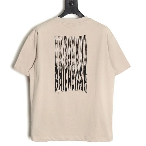 Balenciaga fringed waterfall print short-sleeved T-shirt TSK1,All order with free shipping Balenciaga