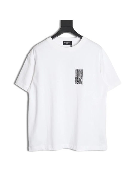 Balenciaga fringed waterfall print short-sleeved T-shirt,All order with free shipping Balenciaga