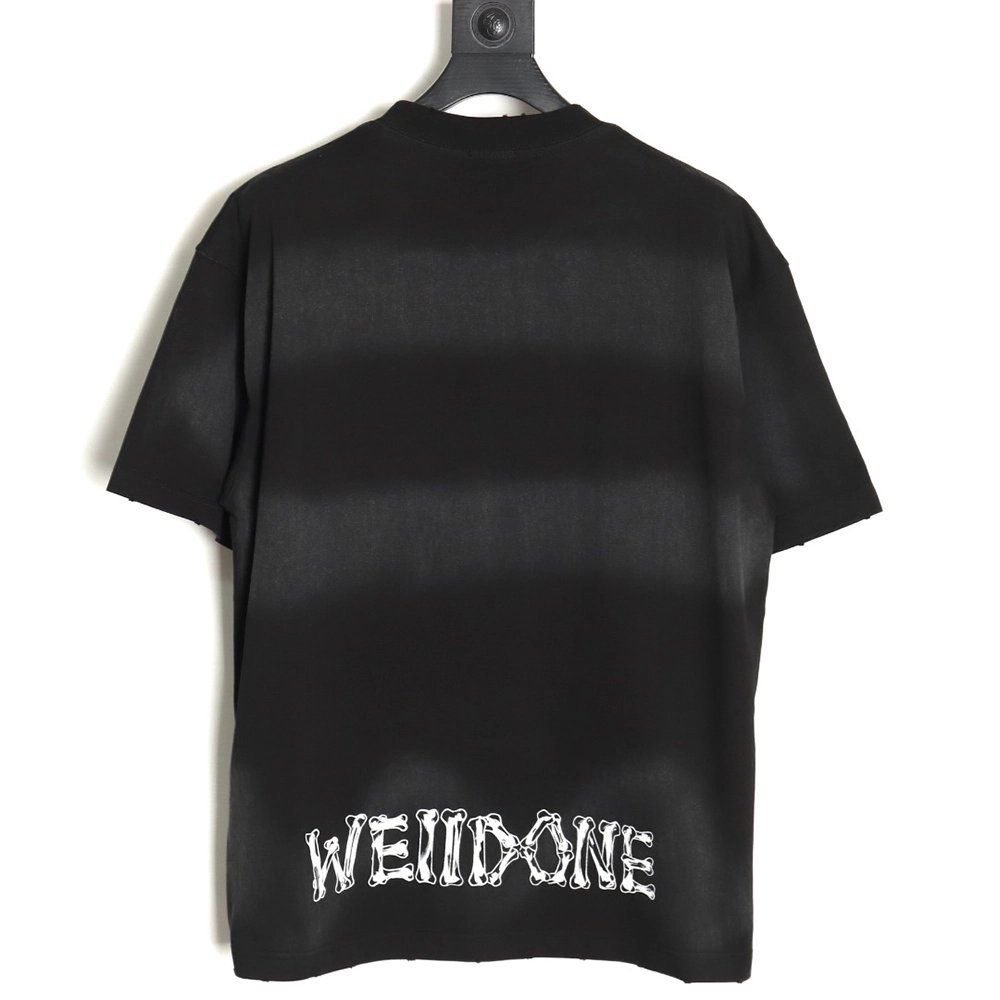 WE11 DONE 2024ss skull print washed gradient couple short-sleeved T-shirt,All order with free shipping We11done