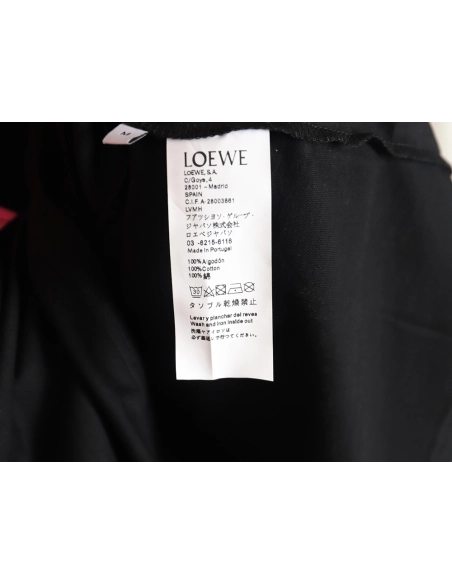 Loewe 22SS fluorescent pink four grass embroidered short-sleeved T-shirt,All order with free shipping Loewe