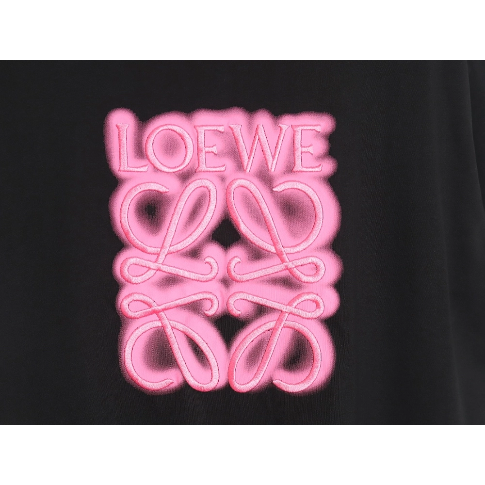 Loewe 22SS fluorescent pink four grass embroidered short-sleeved T-shirt,All order with free shipping Loewe