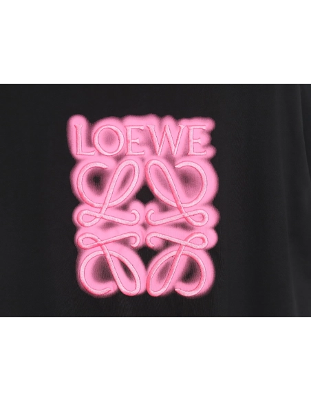 Loewe 22SS fluorescent pink four grass embroidered short-sleeved T-shirt,All order with free shipping Loewe