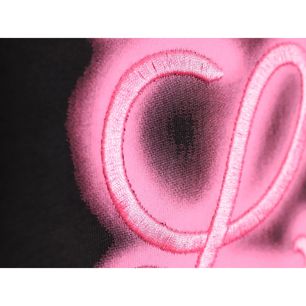 Loewe 22SS fluorescent pink four grass embroidered short-sleeved T-shirt,All order with free shipping Loewe