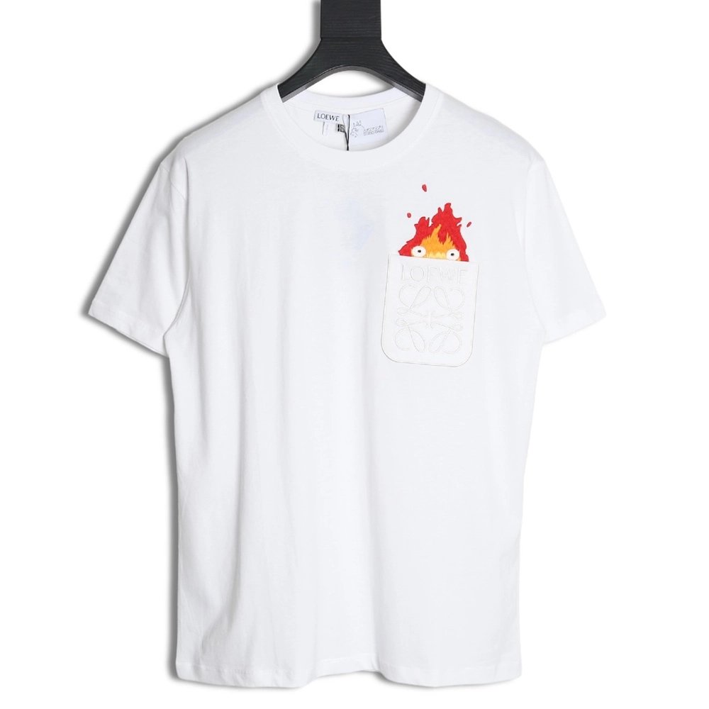 Loewe Totoro Limited Edition Pocket Embroidered Short Sleeve T-Shirt,All order with free shipping Loewe